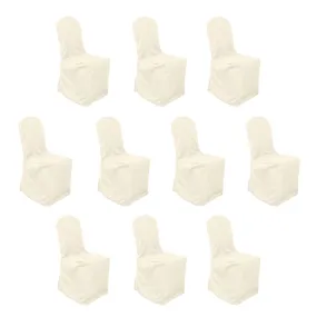 10 Pack Beige Polyester Banquet Chair Covers, Reusable Stain Resistant Slip On Chair Covers