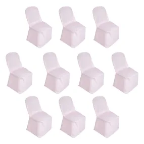 10 Pack Blush Polyester Banquet Chair Covers, Reusable Stain Resistant Slip On Chair Covers