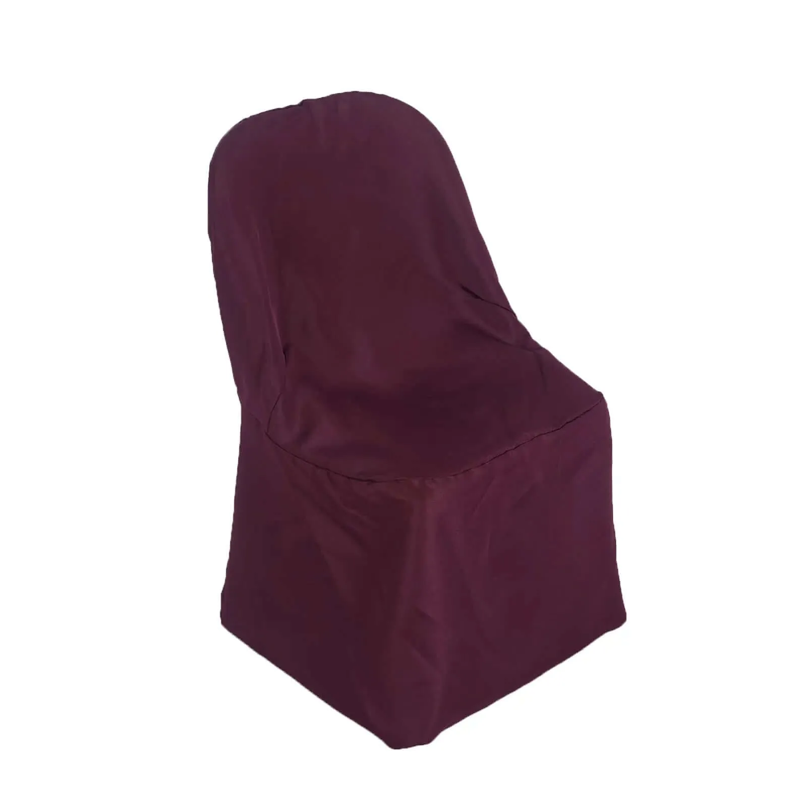 10 Pack Burgundy Polyester Folding Chair Covers, Reusable Stain Resistant Slip On Chair Covers