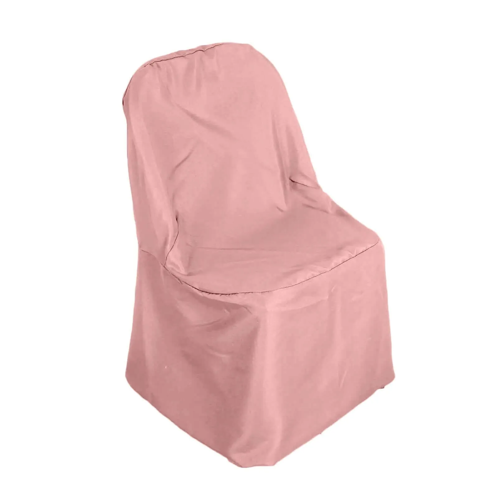 10 Pack Dusty Rose Polyester Folding Chair Covers, Reusable Stain Resistant Slip On Chair Covers