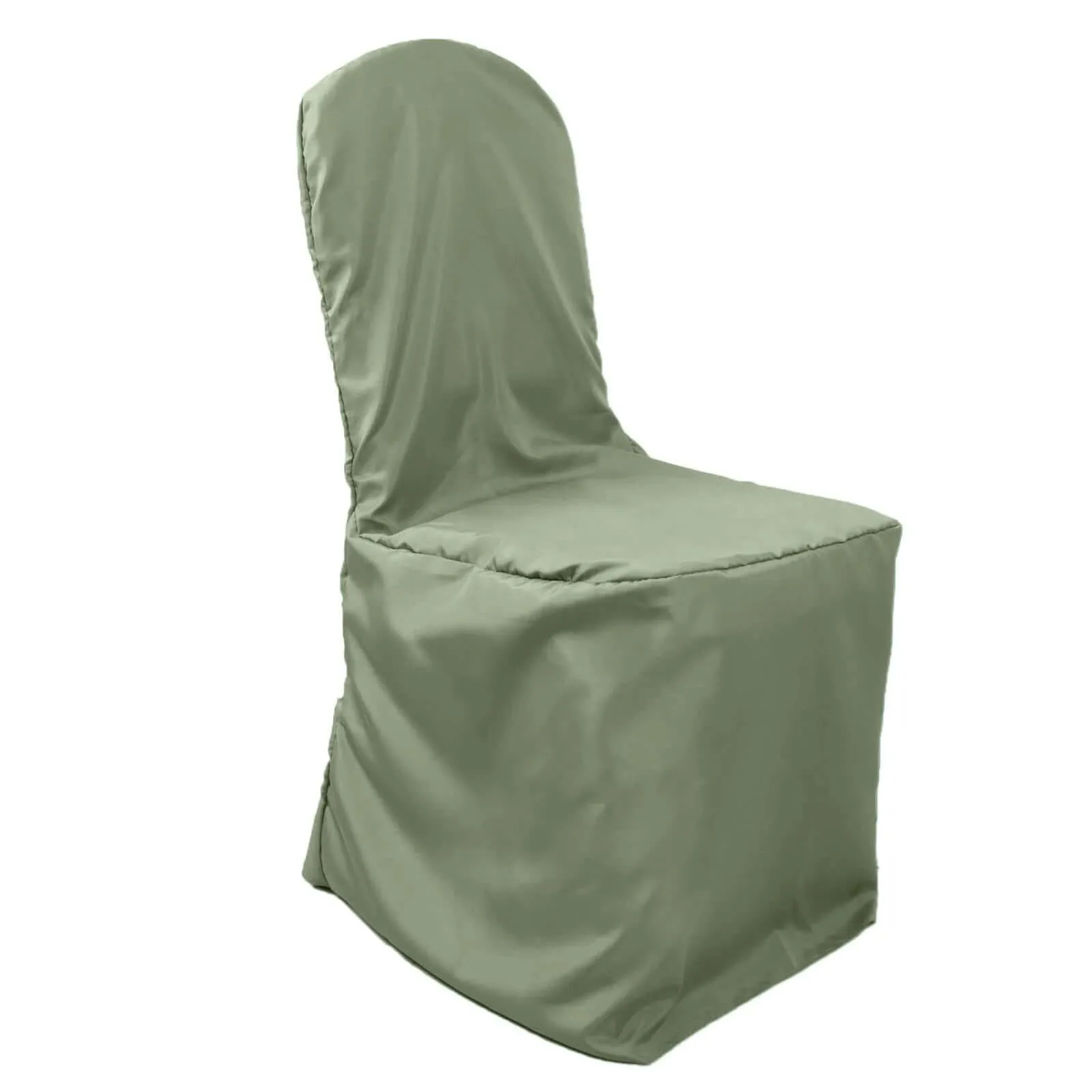 10 Pack Dusty Sage Green Polyester Banquet Chair Covers, Reusable Stain Resistant Slip On Chair Covers