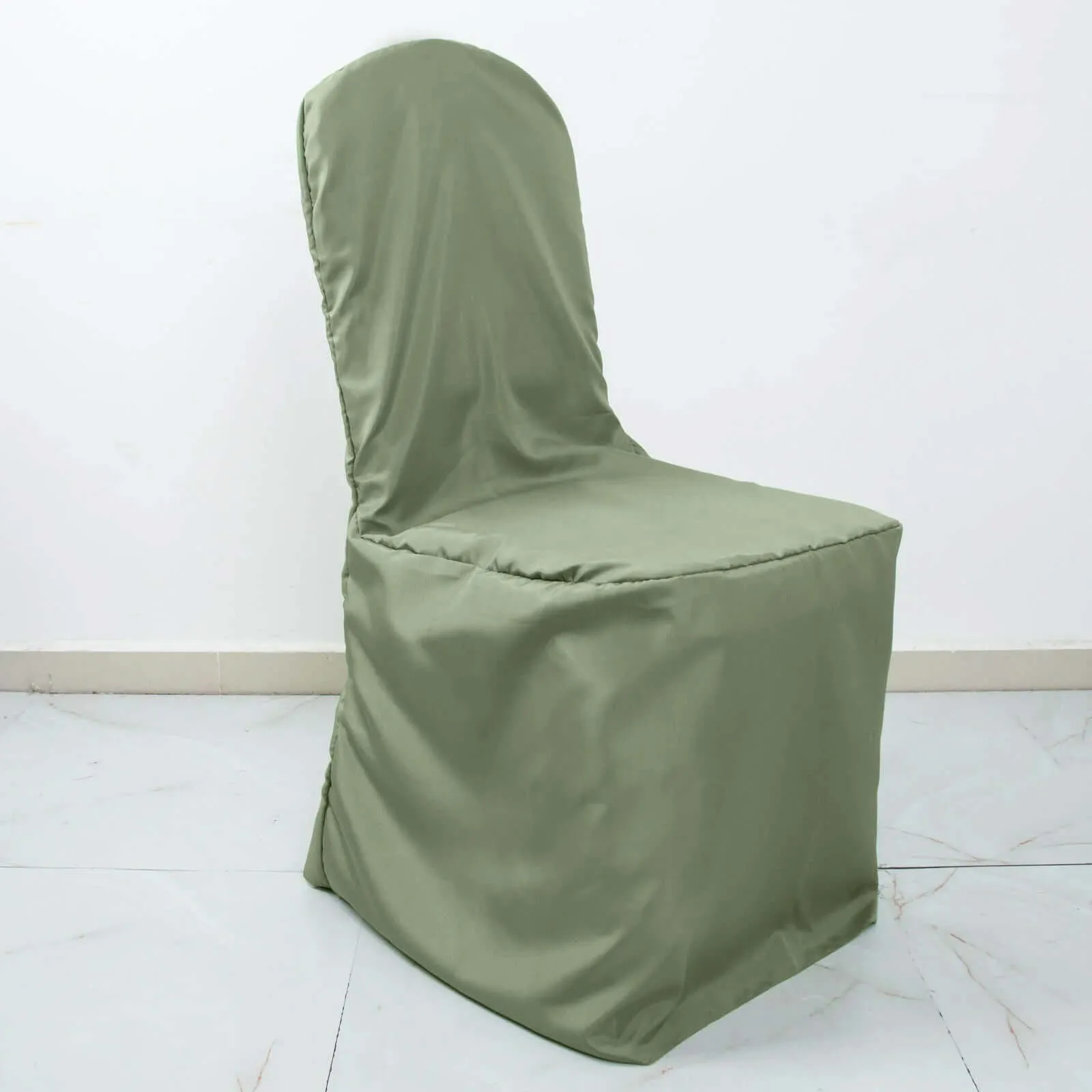 10 Pack Dusty Sage Green Polyester Banquet Chair Covers, Reusable Stain Resistant Slip On Chair Covers