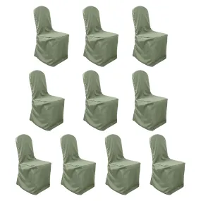 10 Pack Dusty Sage Green Polyester Banquet Chair Covers, Reusable Stain Resistant Slip On Chair Covers