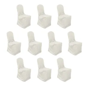10 Pack Ivory Polyester Banquet Chair Covers, Reusable Stain Resistant Slip On Chair Covers