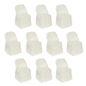 10 Pack Ivory Polyester Folding Chair Covers, Reusable Stain Resistant Slip On Chair Covers
