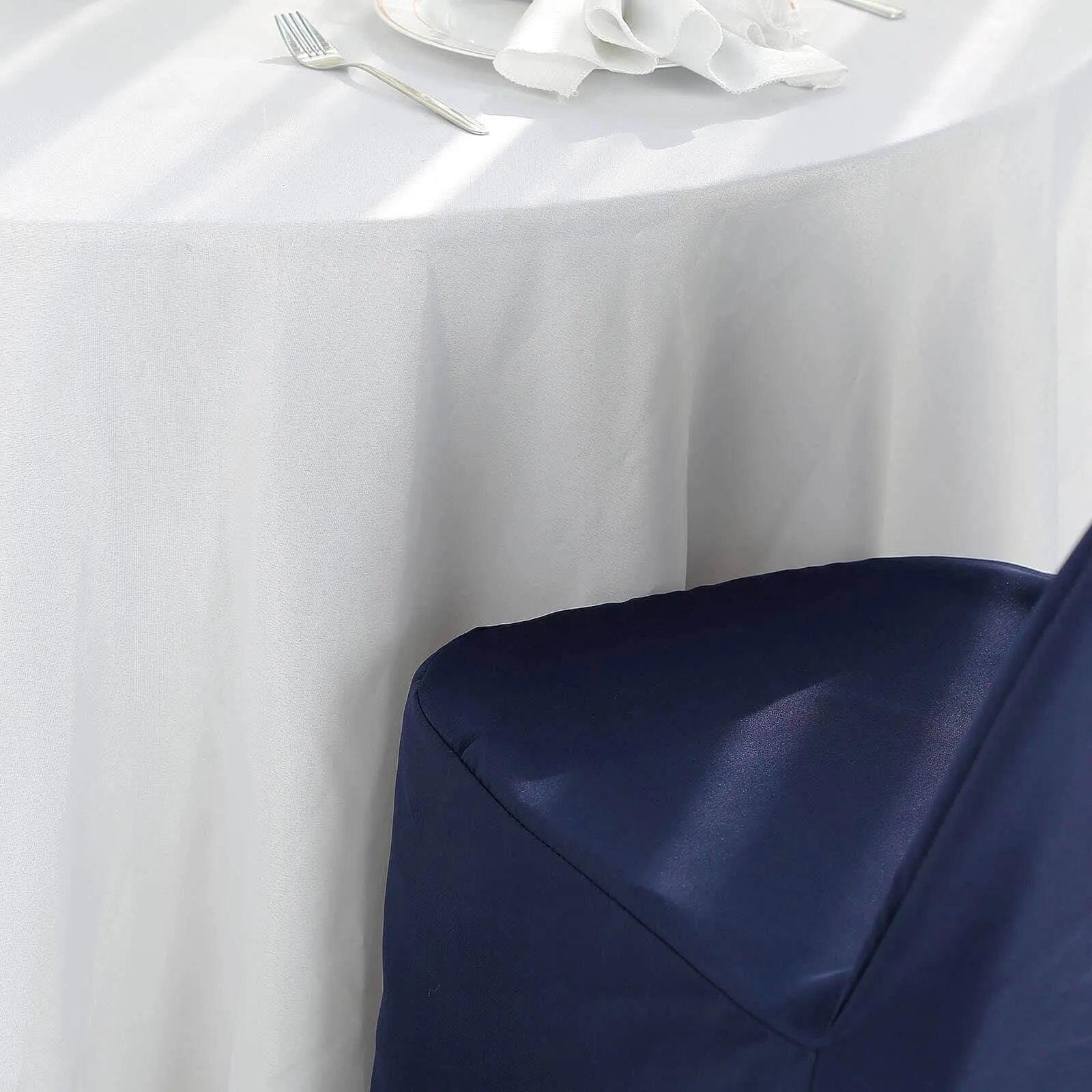 10 Pack Navy Blue Polyester Banquet Chair Covers, Reusable Stain Resistant Slip On Chair Covers