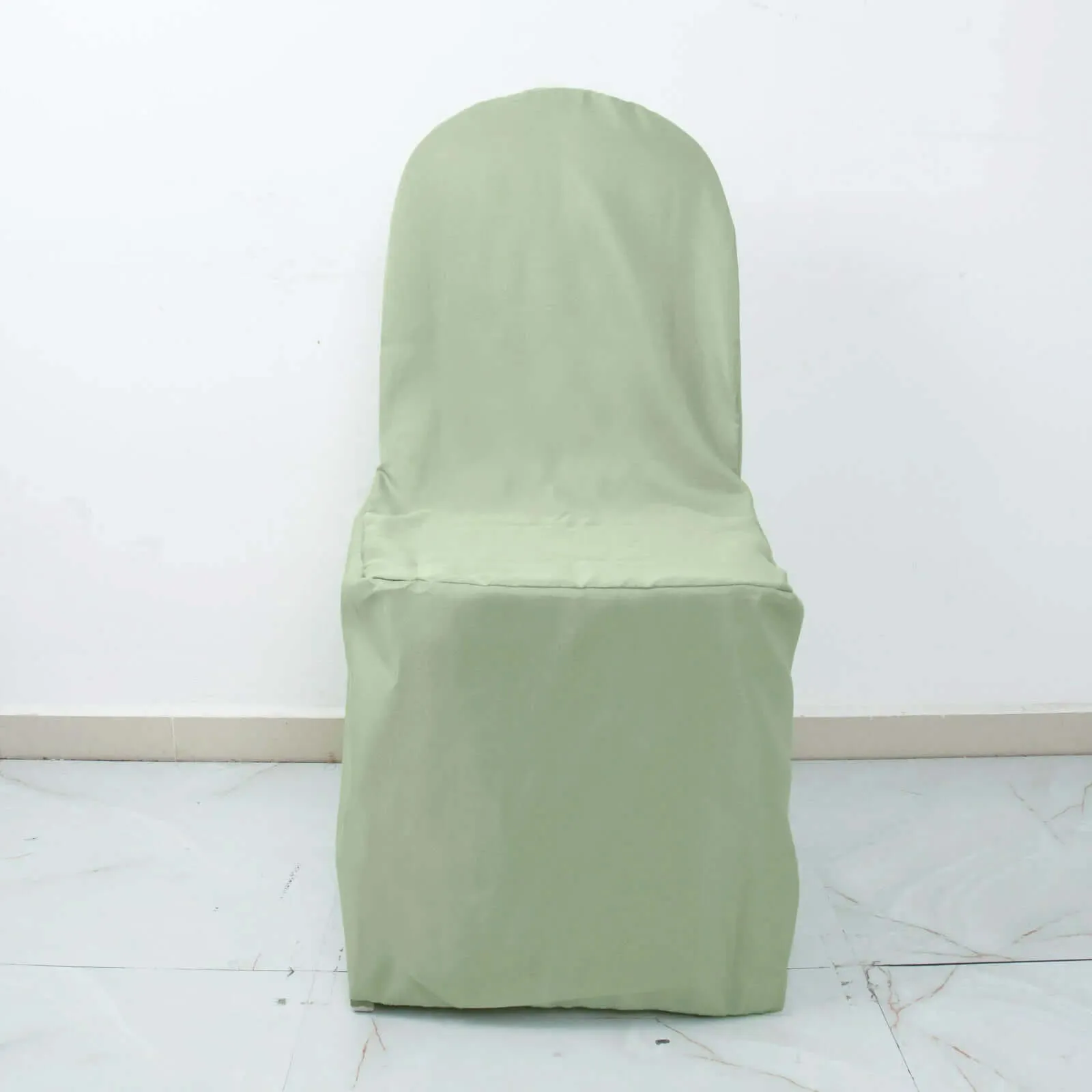 10 Pack Sage Green Polyester Banquet Chair Covers, Reusable Stain Resistant Slip On Chair Covers