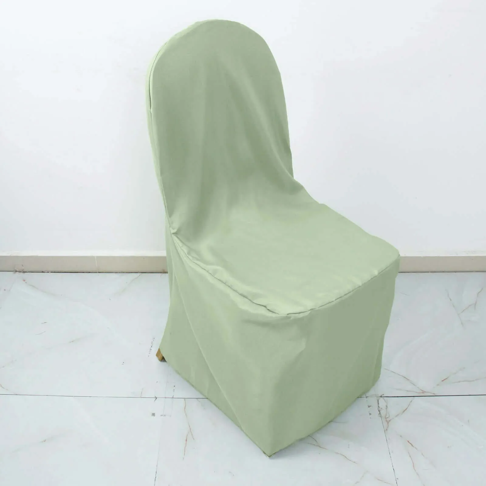10 Pack Sage Green Polyester Banquet Chair Covers, Reusable Stain Resistant Slip On Chair Covers
