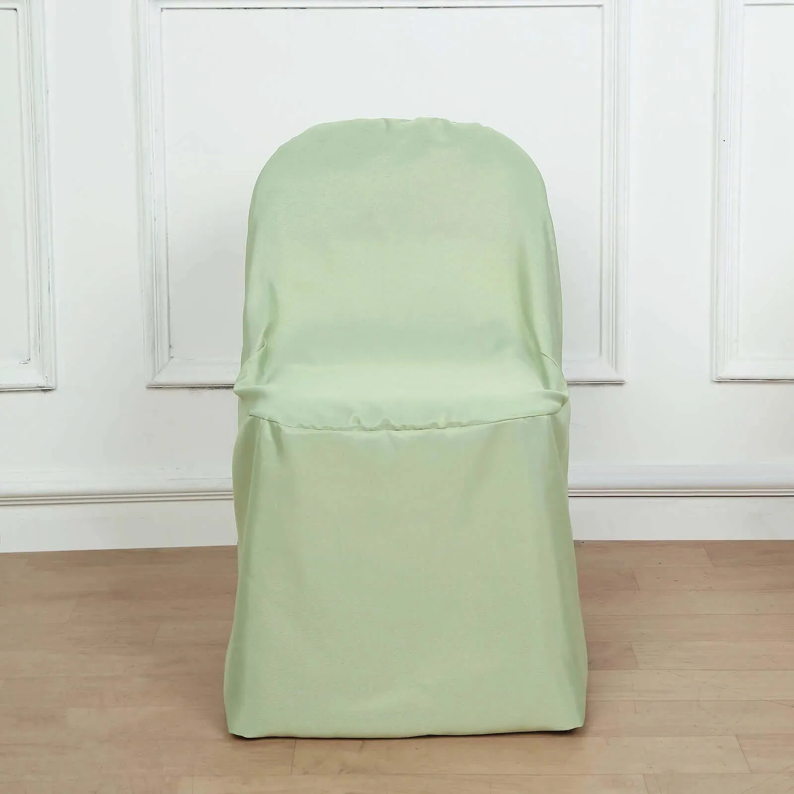 10 Pack Sage Green Polyester Folding Chair Covers, Reusable Stain Resistant Slip On Chair Covers