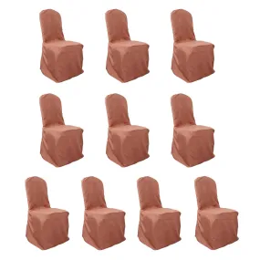 10 Pack Terracotta (Rust) Polyester Banquet Chair Covers, Reusable Stain Resistant Slip On Chair Covers