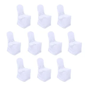 10 Pack White Polyester Banquet Chair Covers, Reusable Stain Resistant Slip On Chair Covers