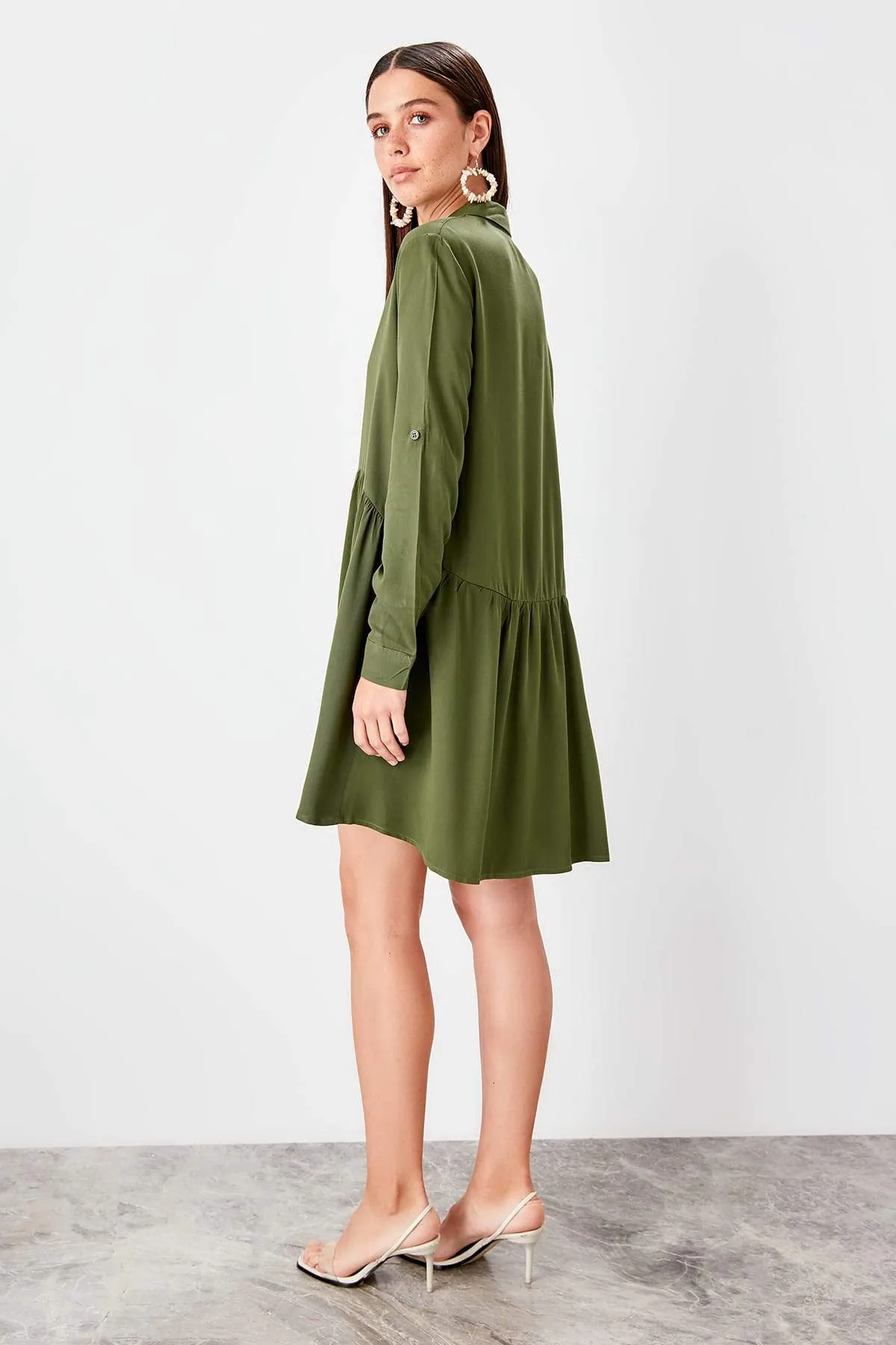 13083 Khaki Shirt Dress