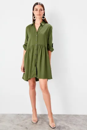 13083 Khaki Shirt Dress