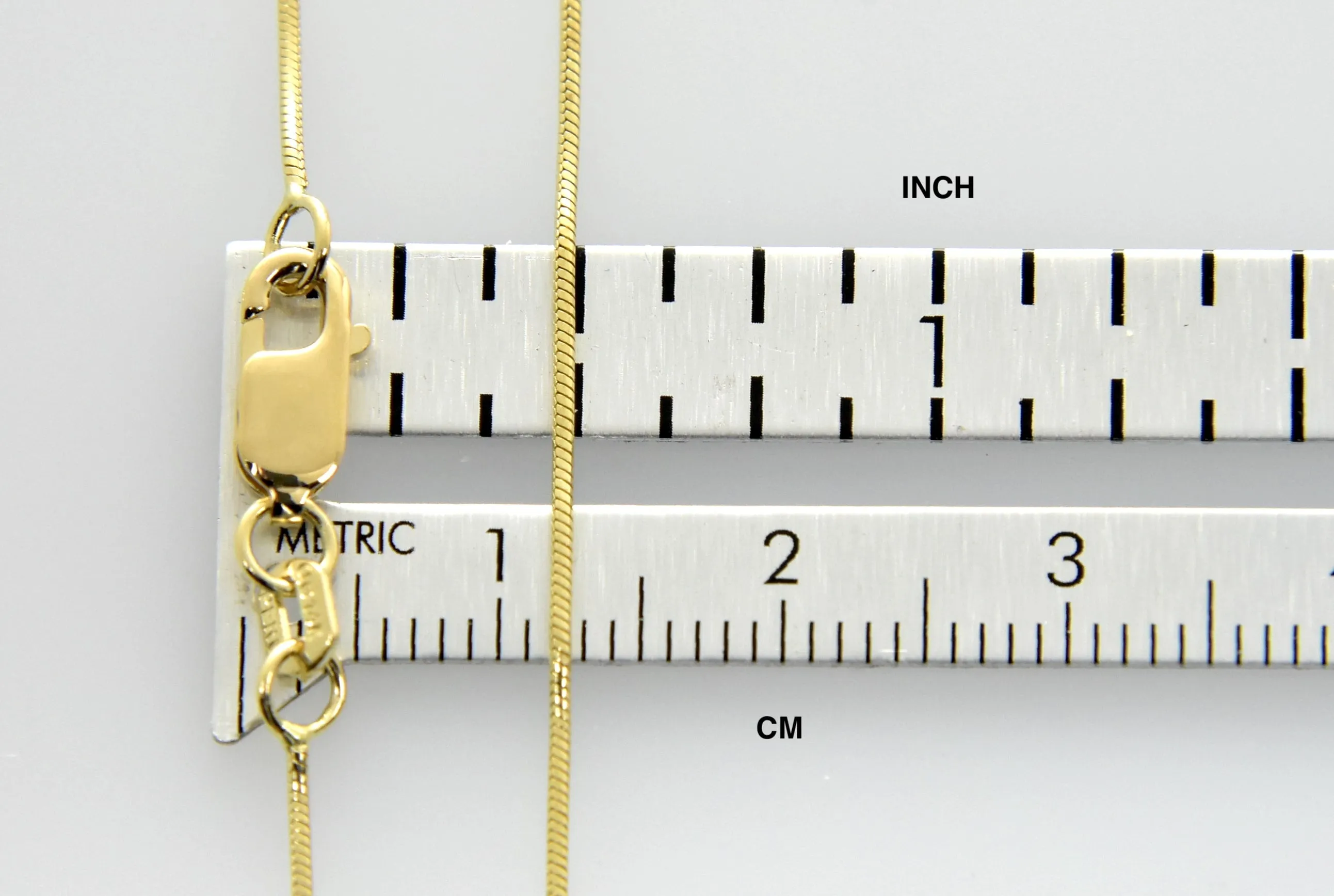 14K Solid Yellow Gold 0.80mm Classic Round Snake Bracelet Anklet Choker Necklace Pendant Chain