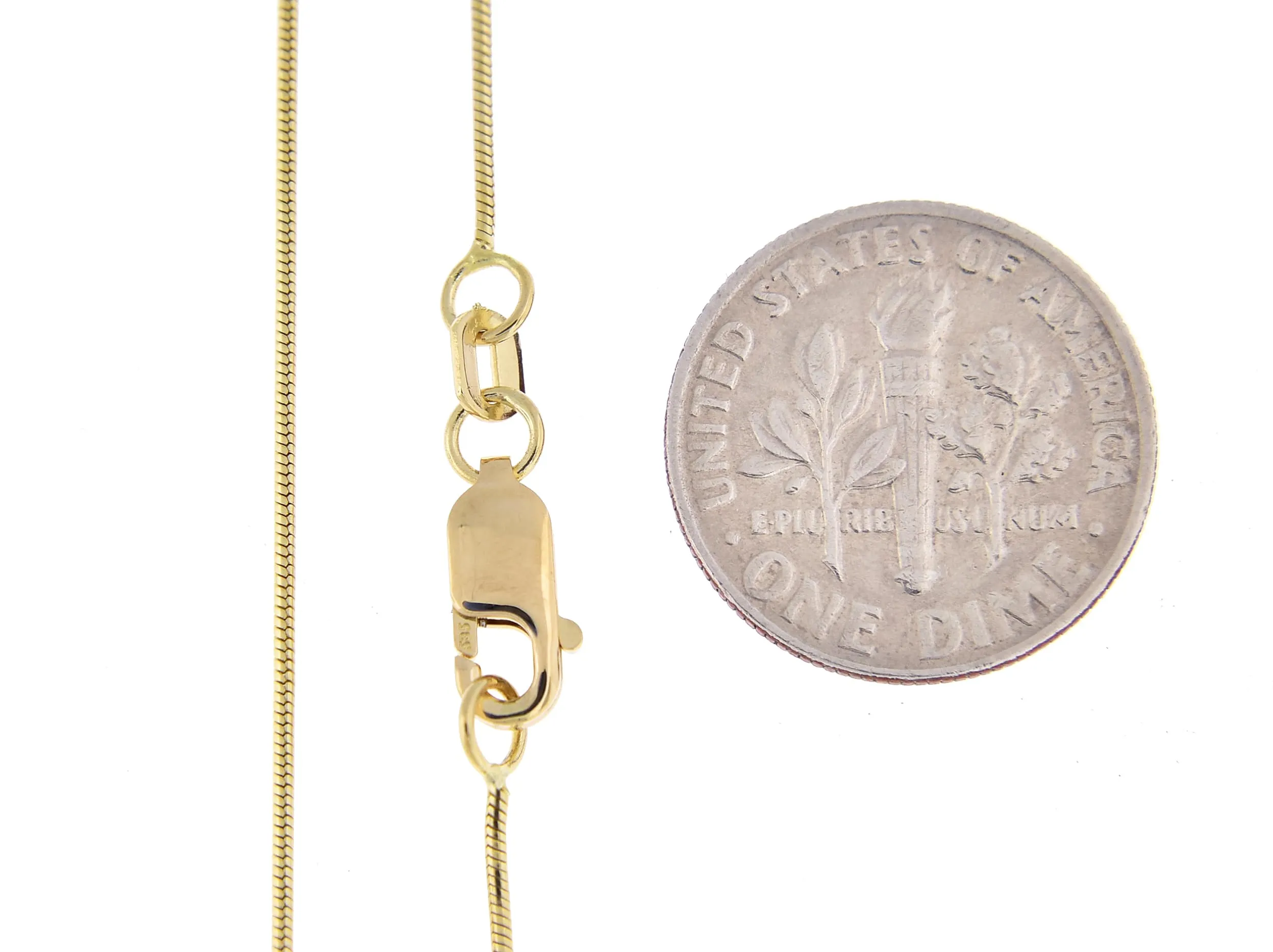 14K Solid Yellow Gold 0.80mm Classic Round Snake Bracelet Anklet Choker Necklace Pendant Chain