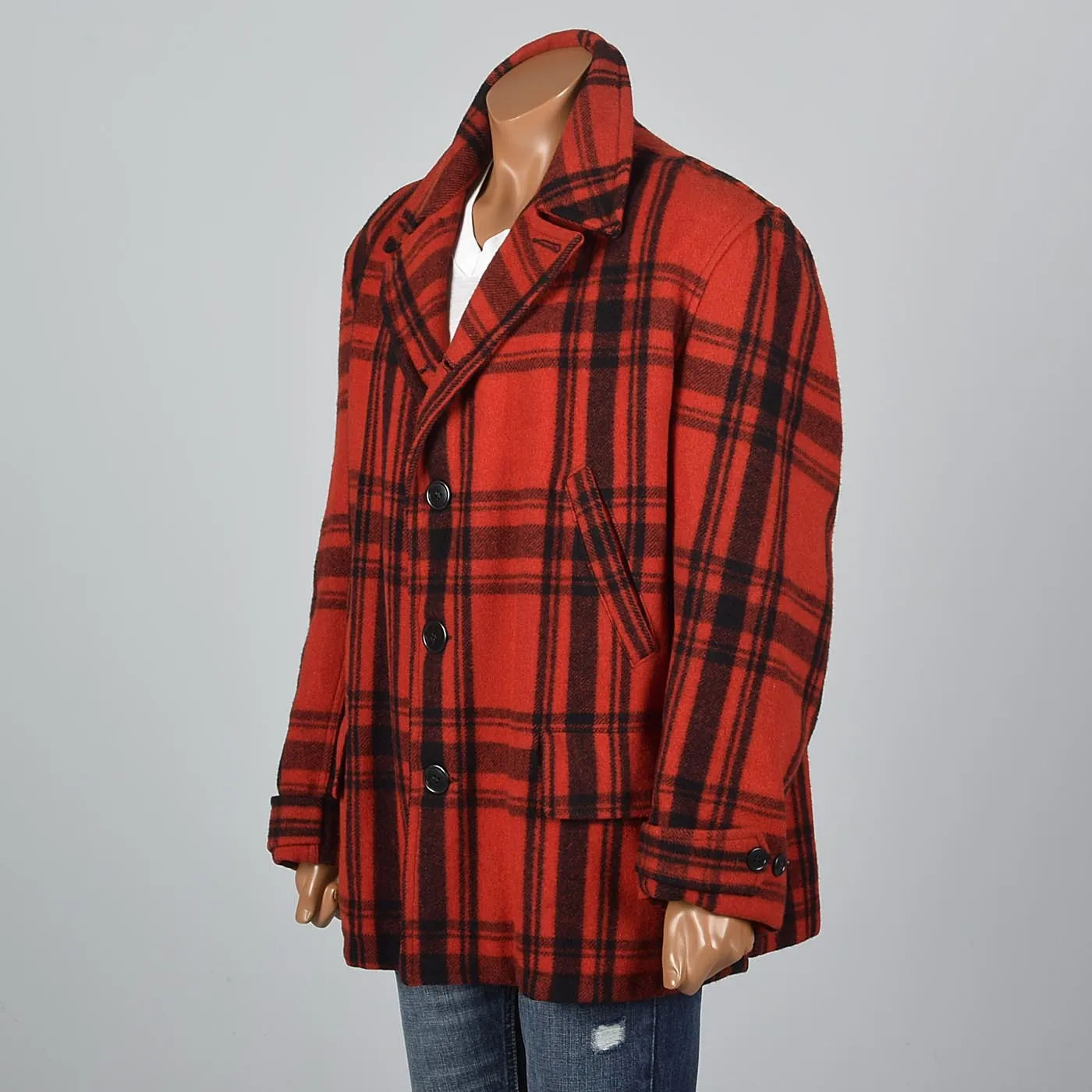 1940s Men's Red Plaid Hunting Coat by Merrill Woolen Mills