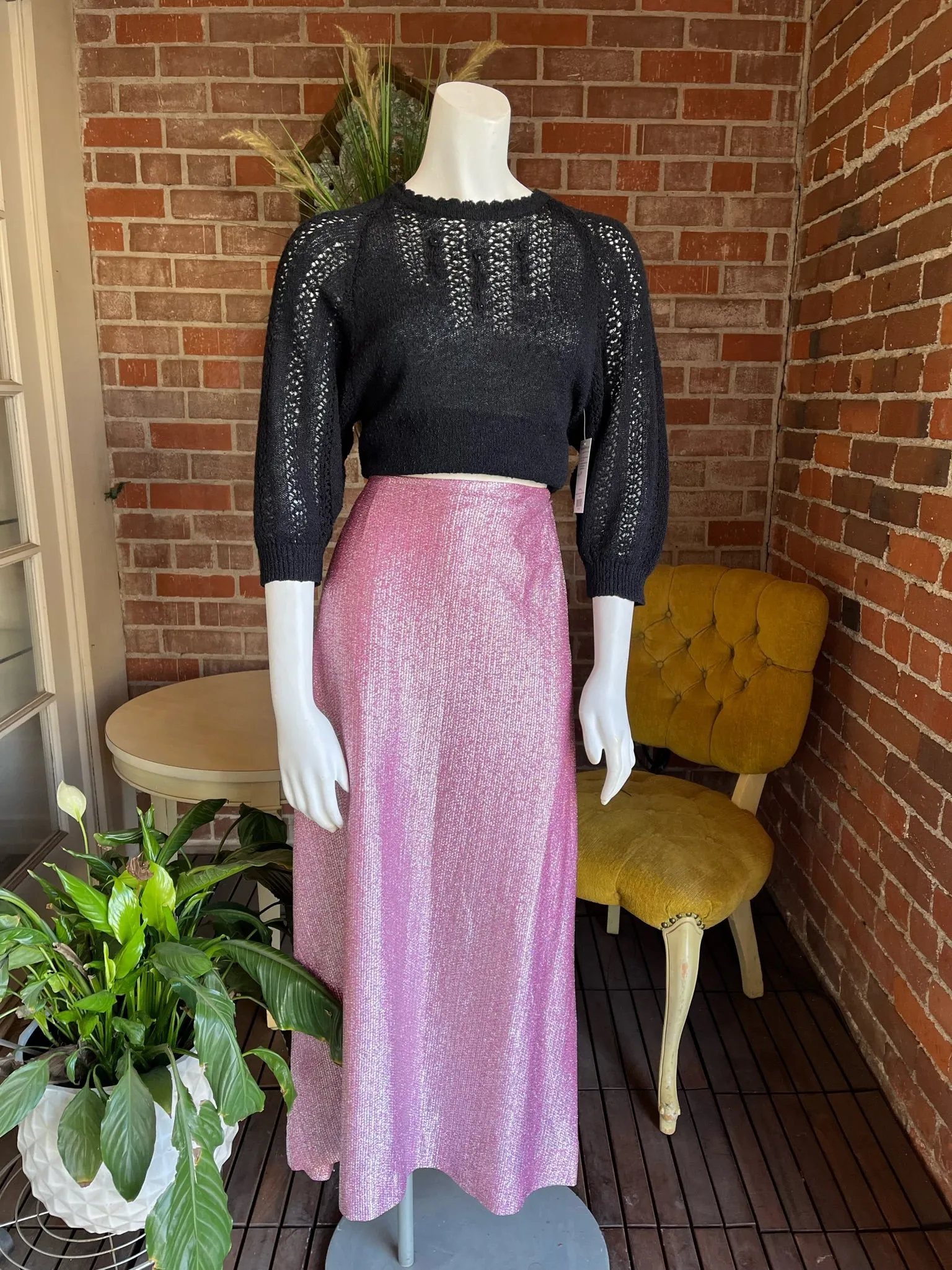 1960s Lilac Lurex Maxi Skirt