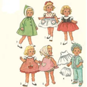 1960s Pattern, Outfits, Wardrobe, Clothes for Doll  - Height 20" (50.8cm)