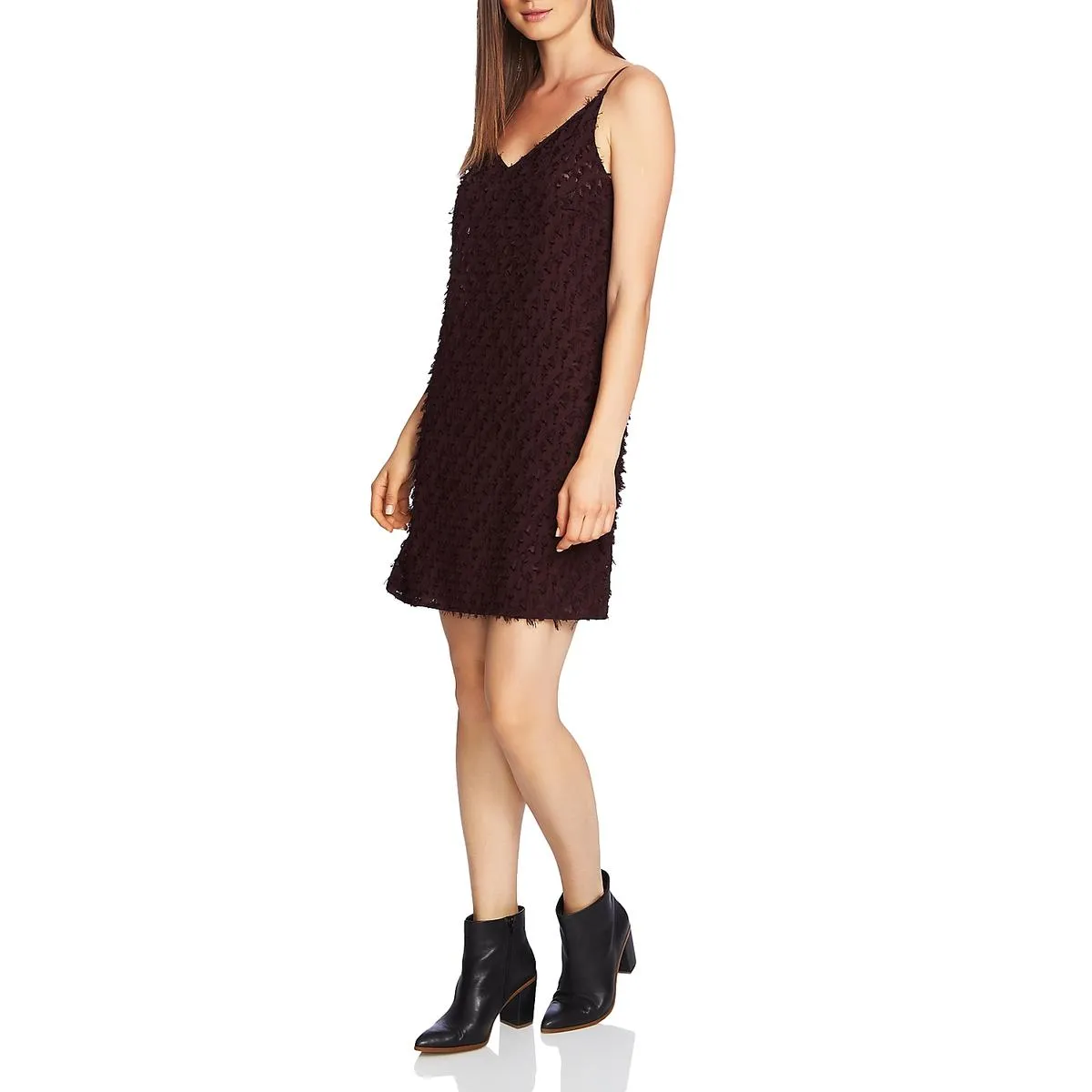 1.State Womens Fringe Mini Slip Dress
