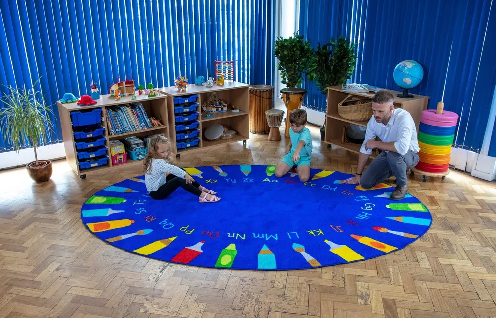 3x2m Oval Pencils Alphabet Carpet