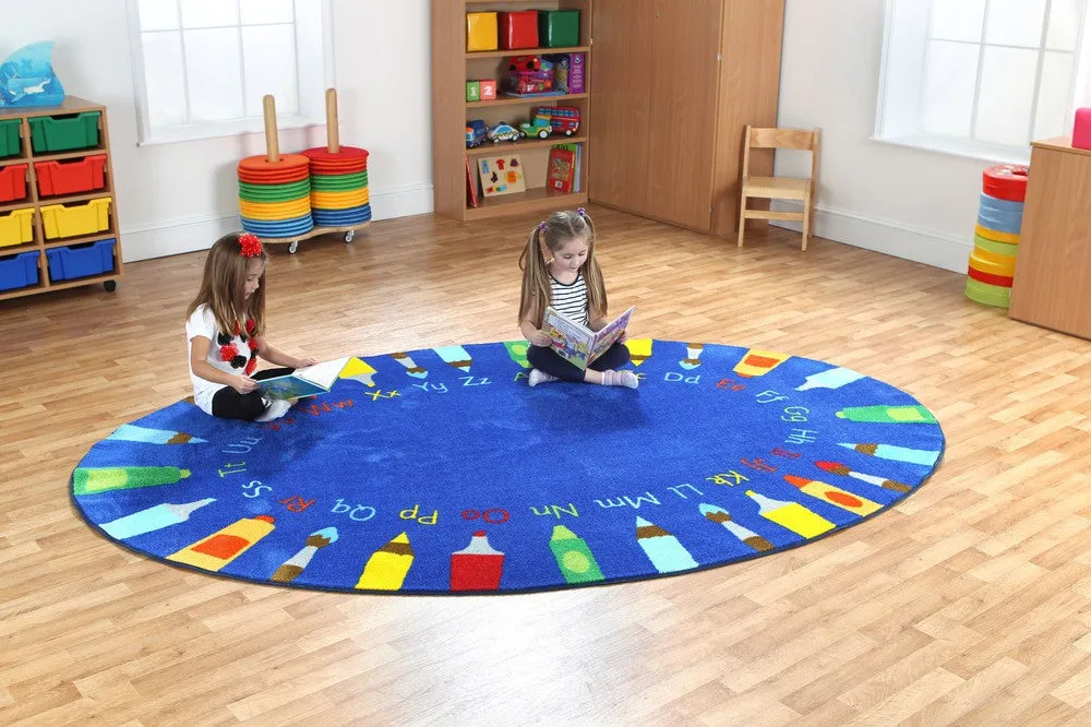 3x2m Oval Pencils Alphabet Carpet