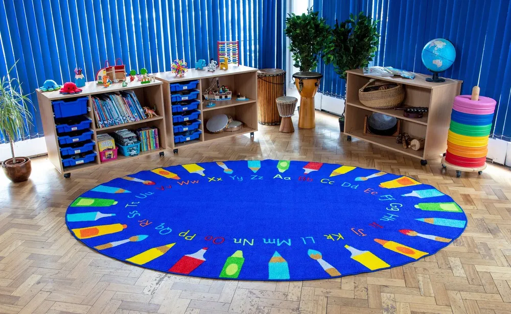 3x2m Oval Pencils Alphabet Carpet