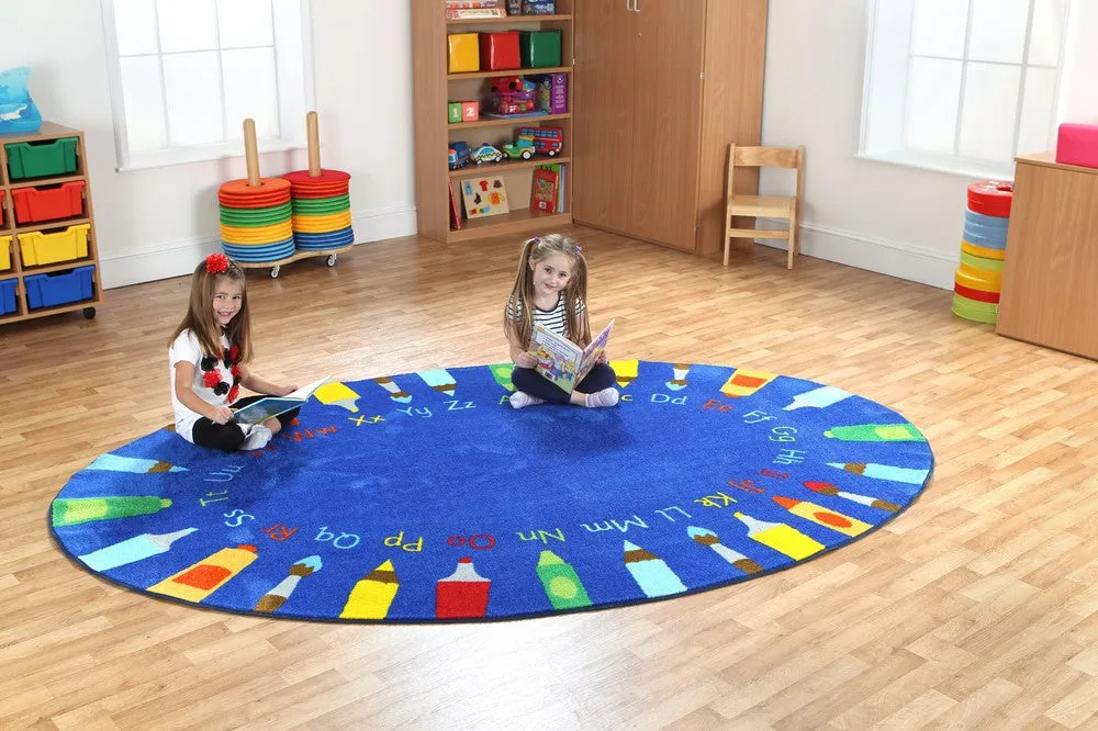 3x2m Oval Pencils Alphabet Carpet