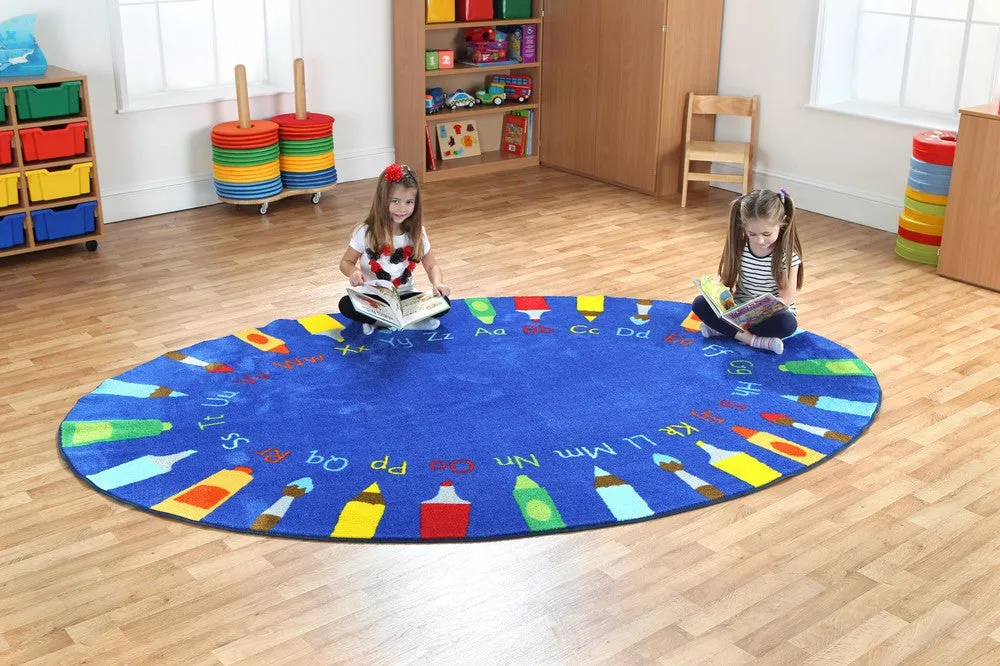 3x2m Oval Pencils Alphabet Carpet