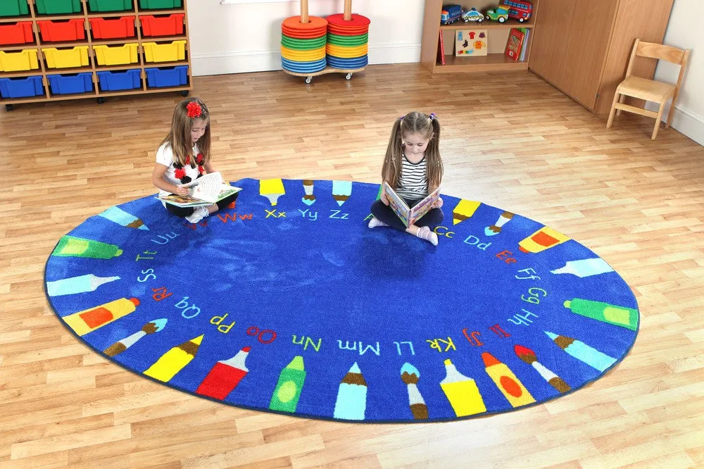 3x2m Oval Pencils Alphabet Carpet