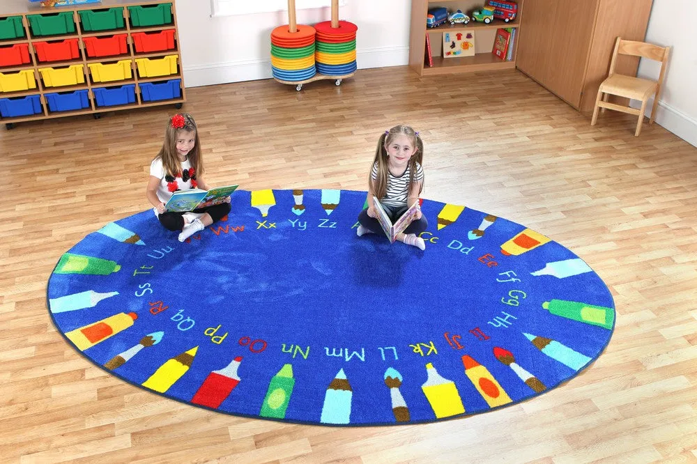 3x2m Oval Pencils Alphabet Carpet