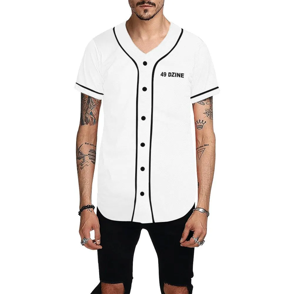49 Dzine Logo Print Baseball Jersey for Men