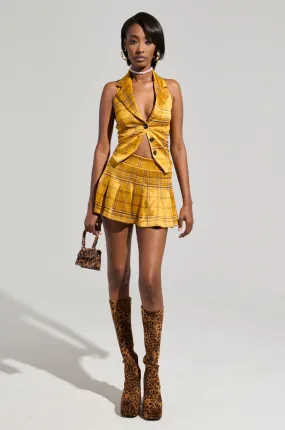 ALL AROUND THE WORLD PLEATED MINI SKIRT