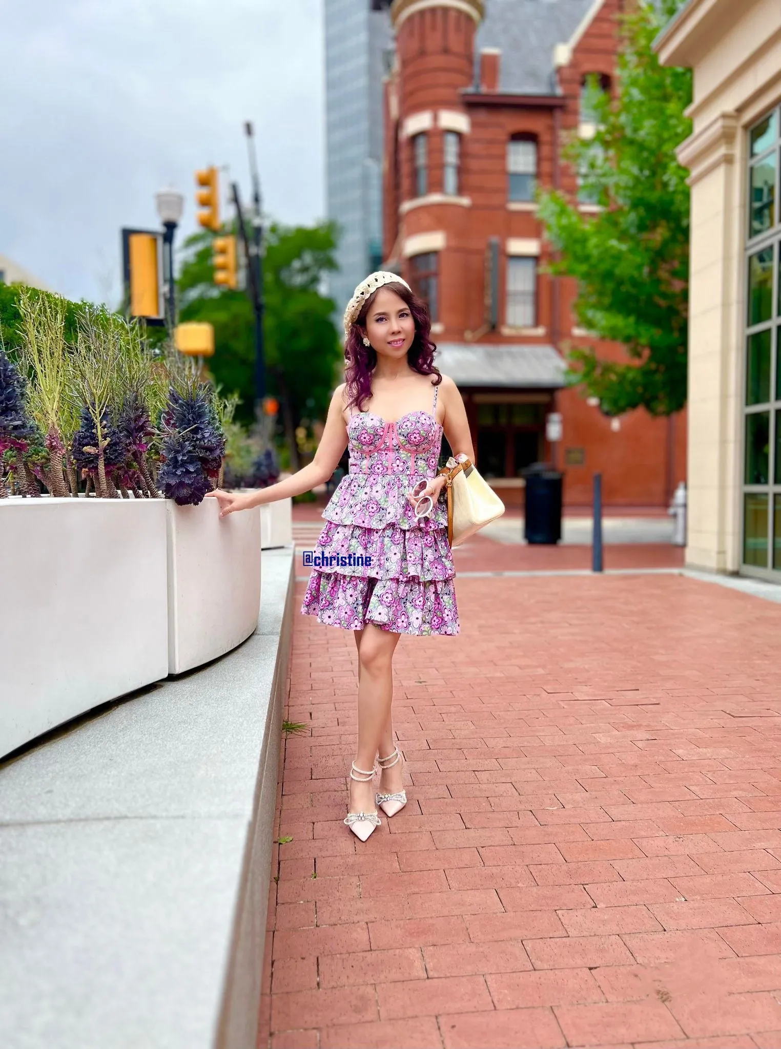 Anna dress in cherry flower printed