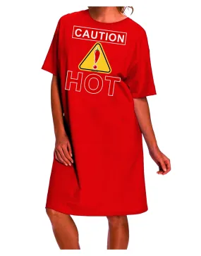 Attention: Adult Night Shirt Dress featuring Caution Hot Chili Pepper Sign