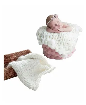 Babymoon Marino Wool Knit Throw Basket Filler Blanket Baby Photography Photoshoot Props