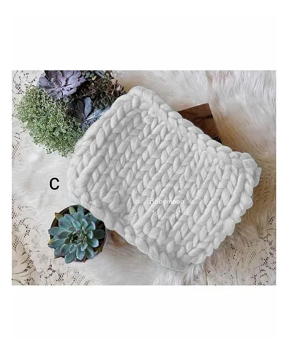 Babymoon Marino Wool Knit Throw Basket Filler Blanket Baby Photography Photoshoot Props