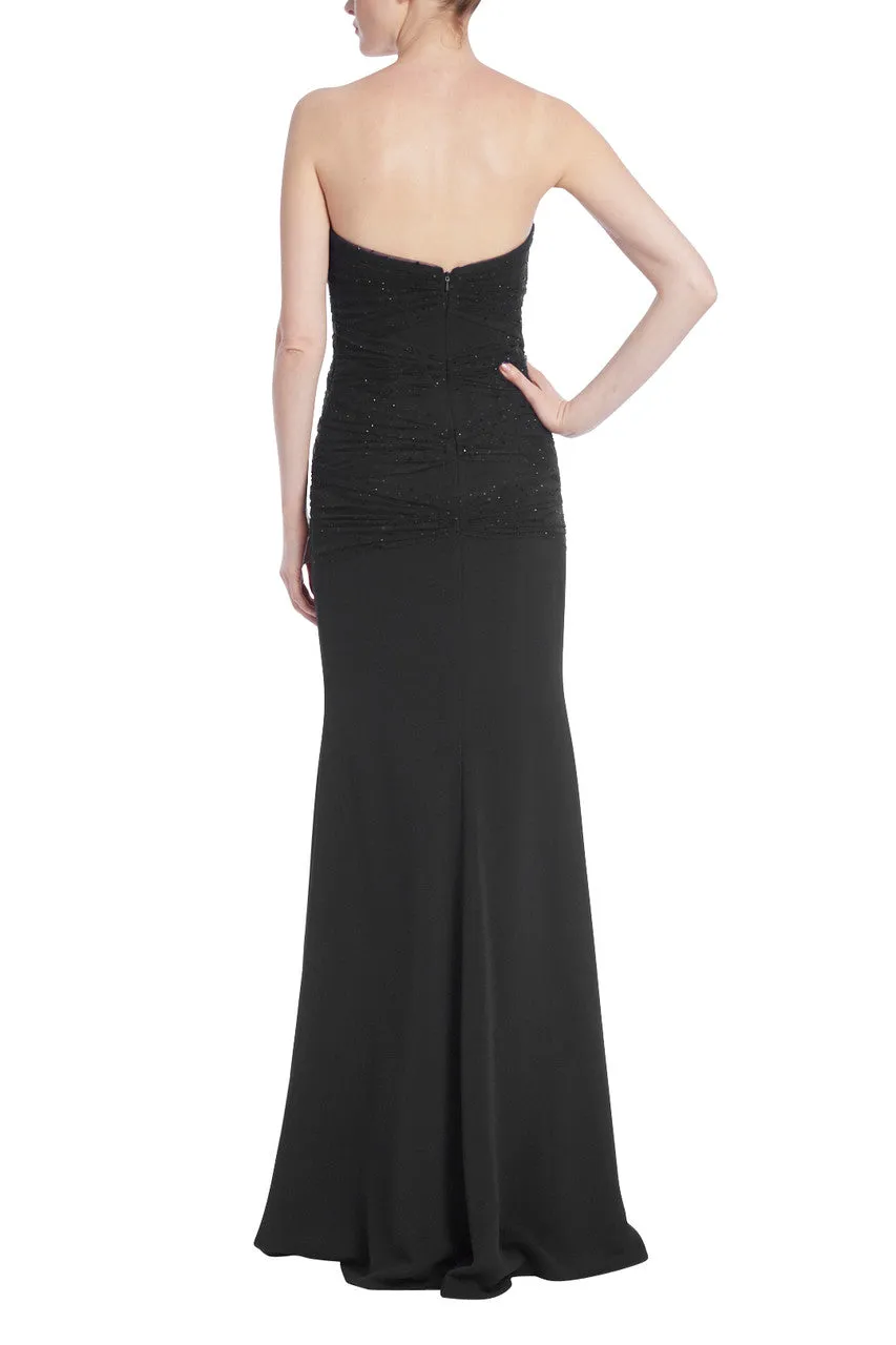 Badgley Mischka Strapless Puff Tulle Cascade Gown