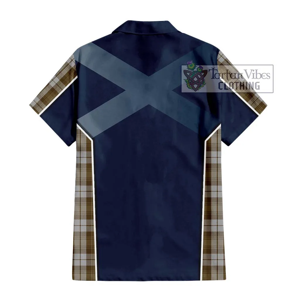 Baillie Dress Tartan Short Sleeve Button Shirt with Family Crest and Lion Rampant Vibes Sport Style