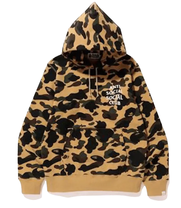 BAPE x Anti Social Social Club 1st Camo Pullover Hoodie Yellow Camo