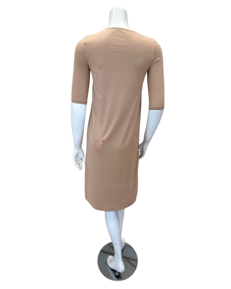 BBNLST Nude Long Sleeves Slip Dress / Tall Length