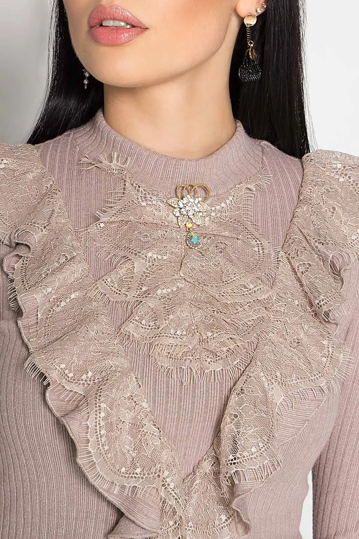 Beige Dress with Lace Dress "Ramina" Stylish Fashion