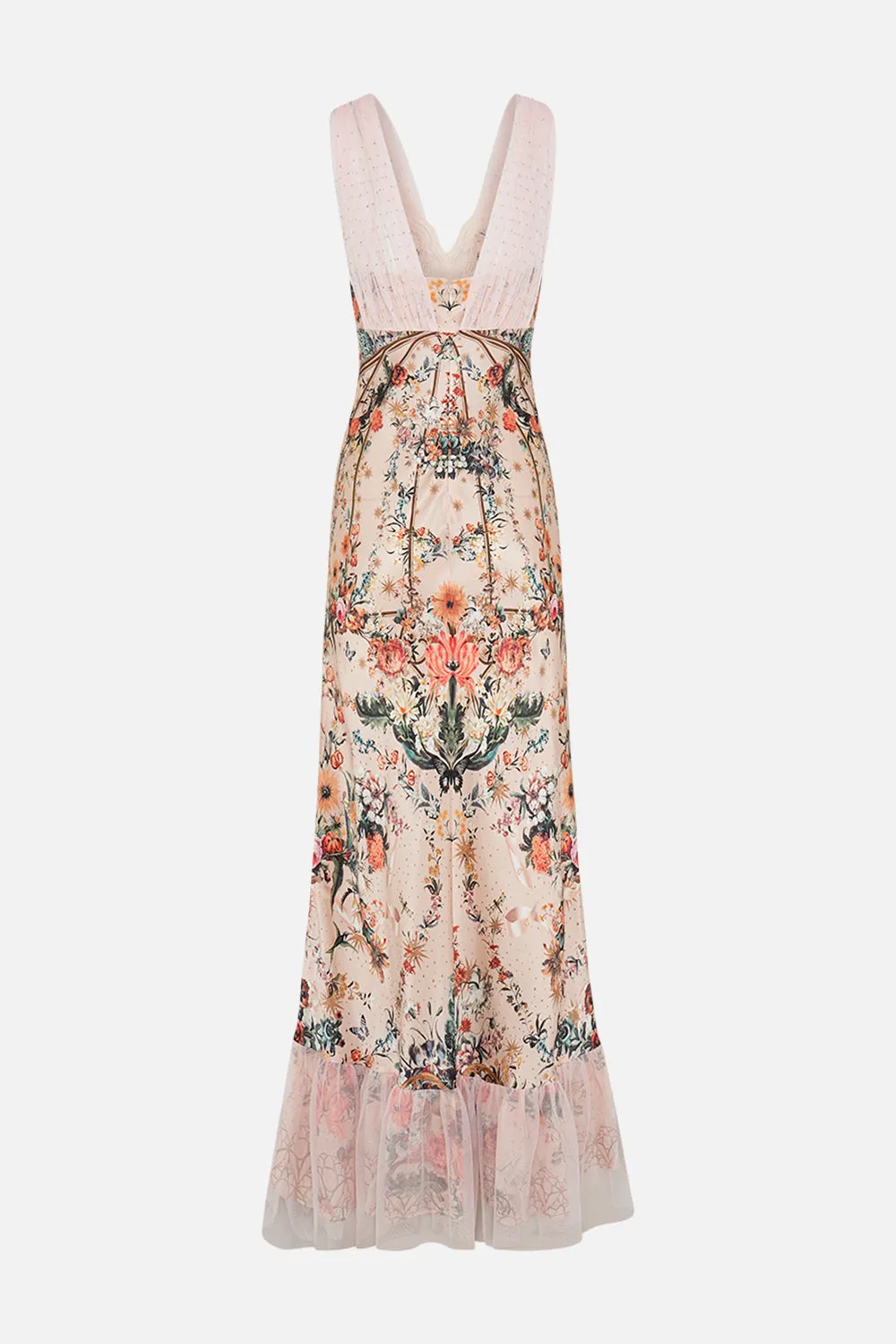 BIAS DRESS WITH MESH OVERLAY ROSE GARDEN REVOLUTION