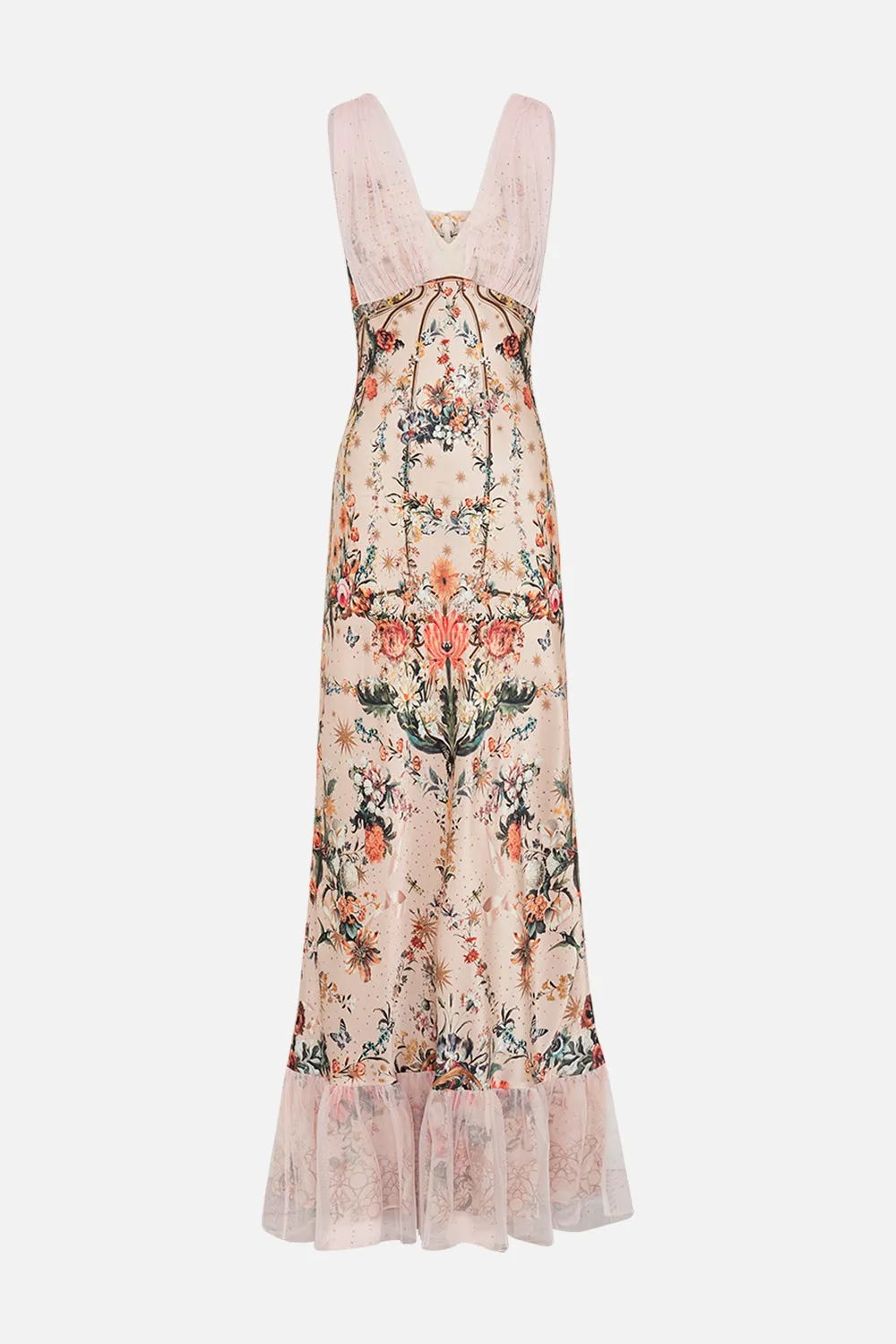 BIAS DRESS WITH MESH OVERLAY ROSE GARDEN REVOLUTION