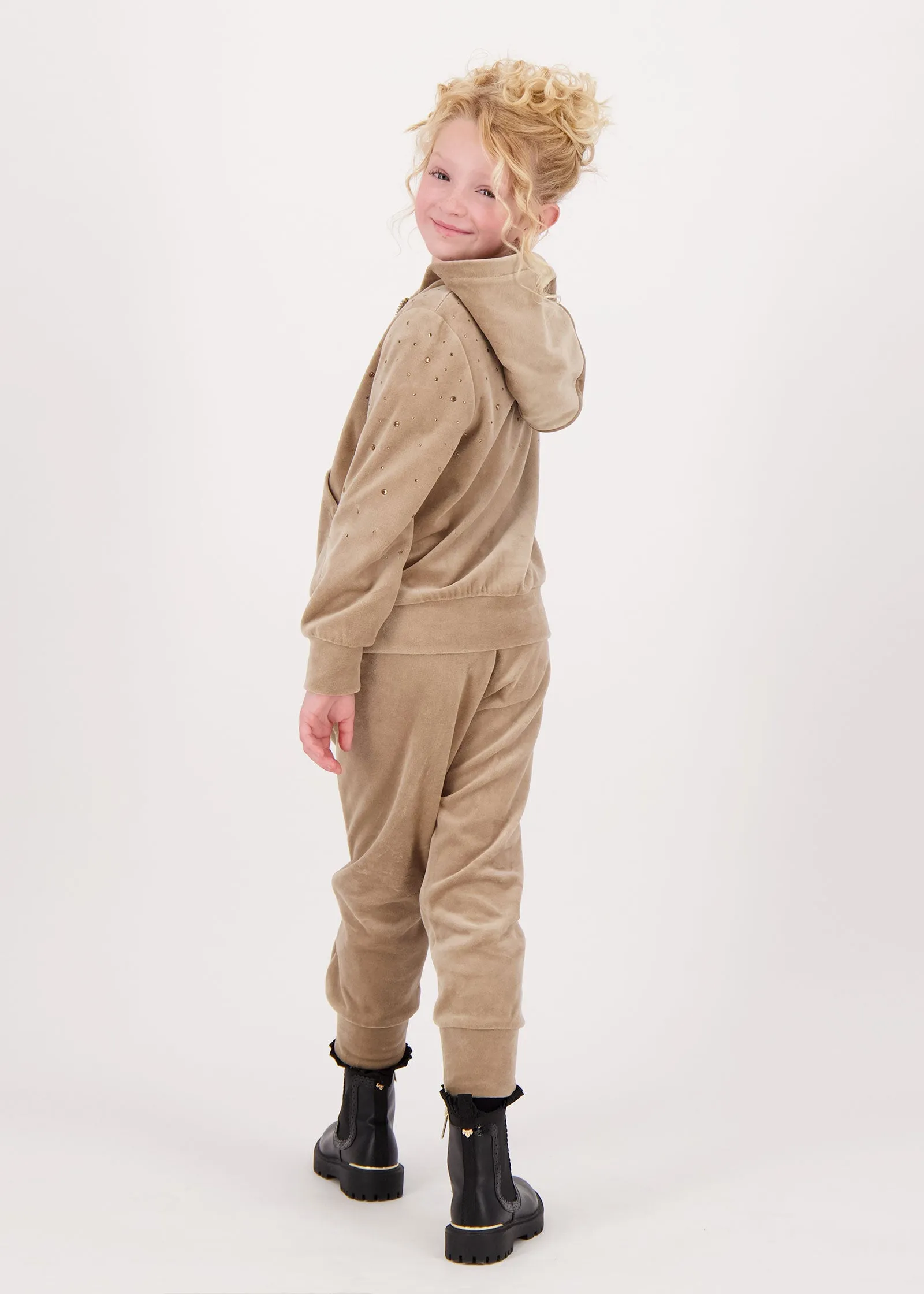 Bijou Crystal Velour Jogger Sand