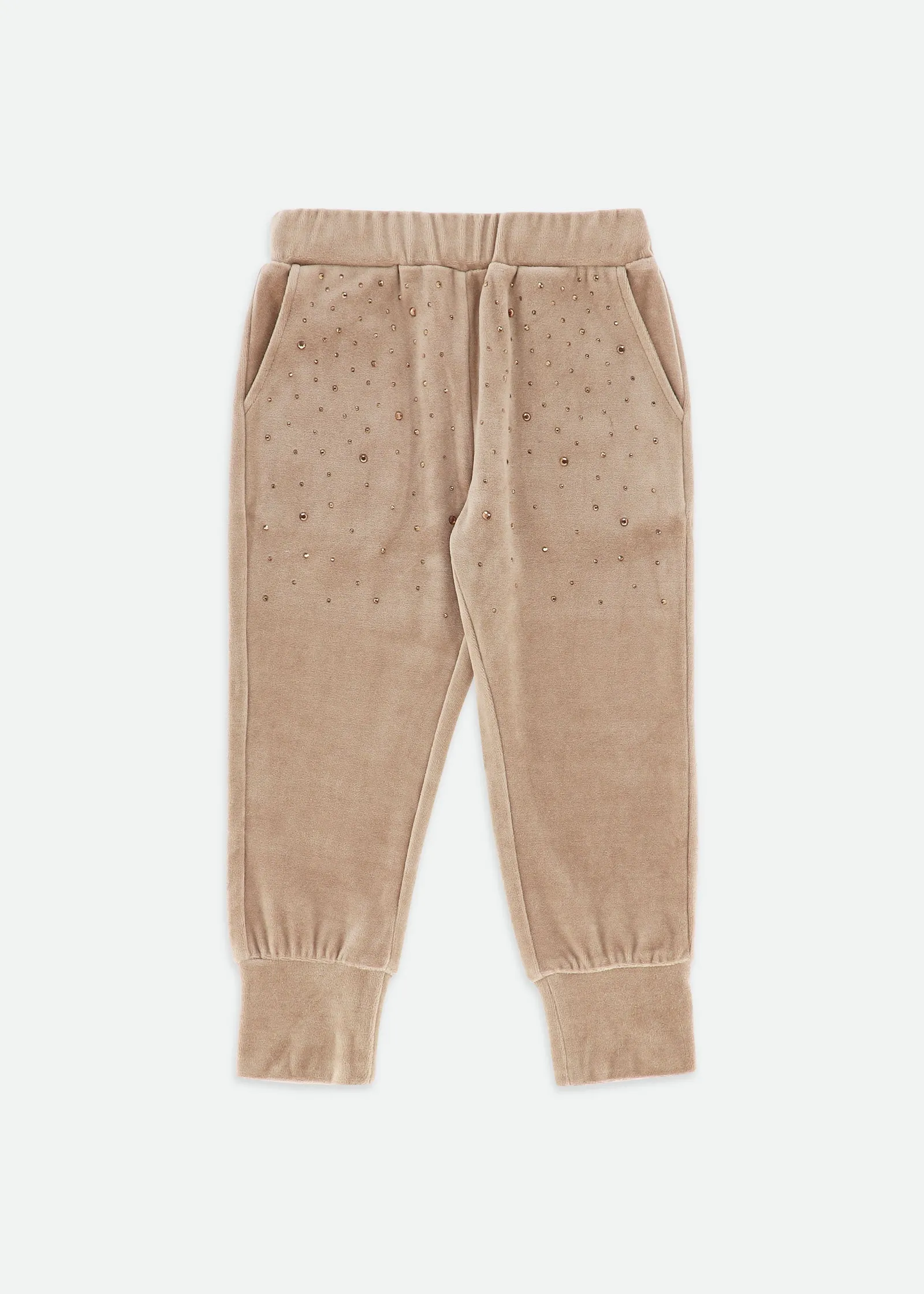 Bijou Crystal Velour Jogger Sand