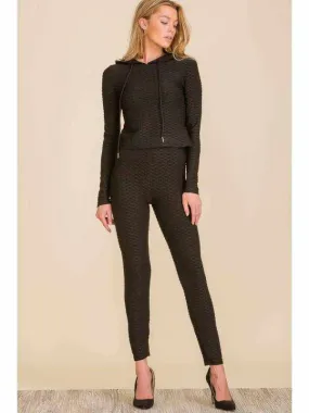 Black Pullover Hoodie Brazil Two-Piece Set