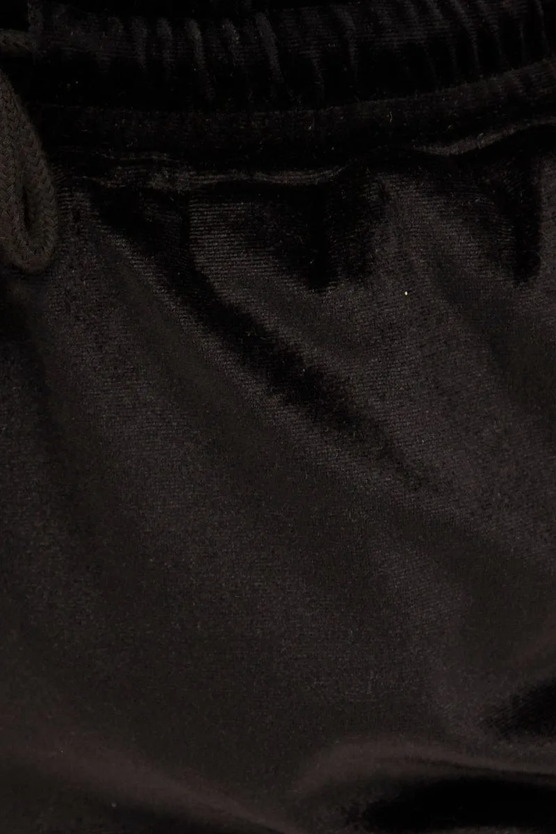 Black Velvet Flared Hem Pants