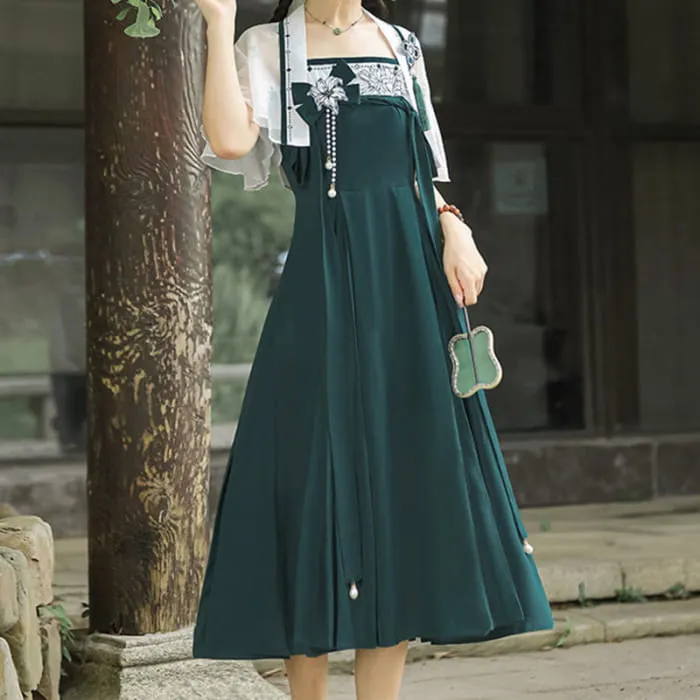 Bowknot Flower Decor Slip Dress
