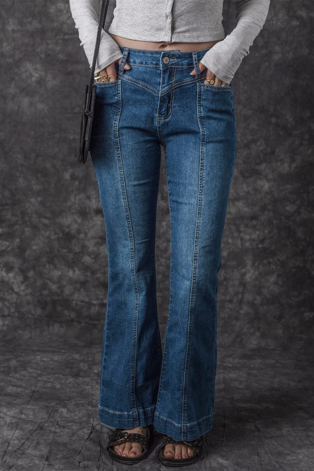 Button Fly Flare Jeans