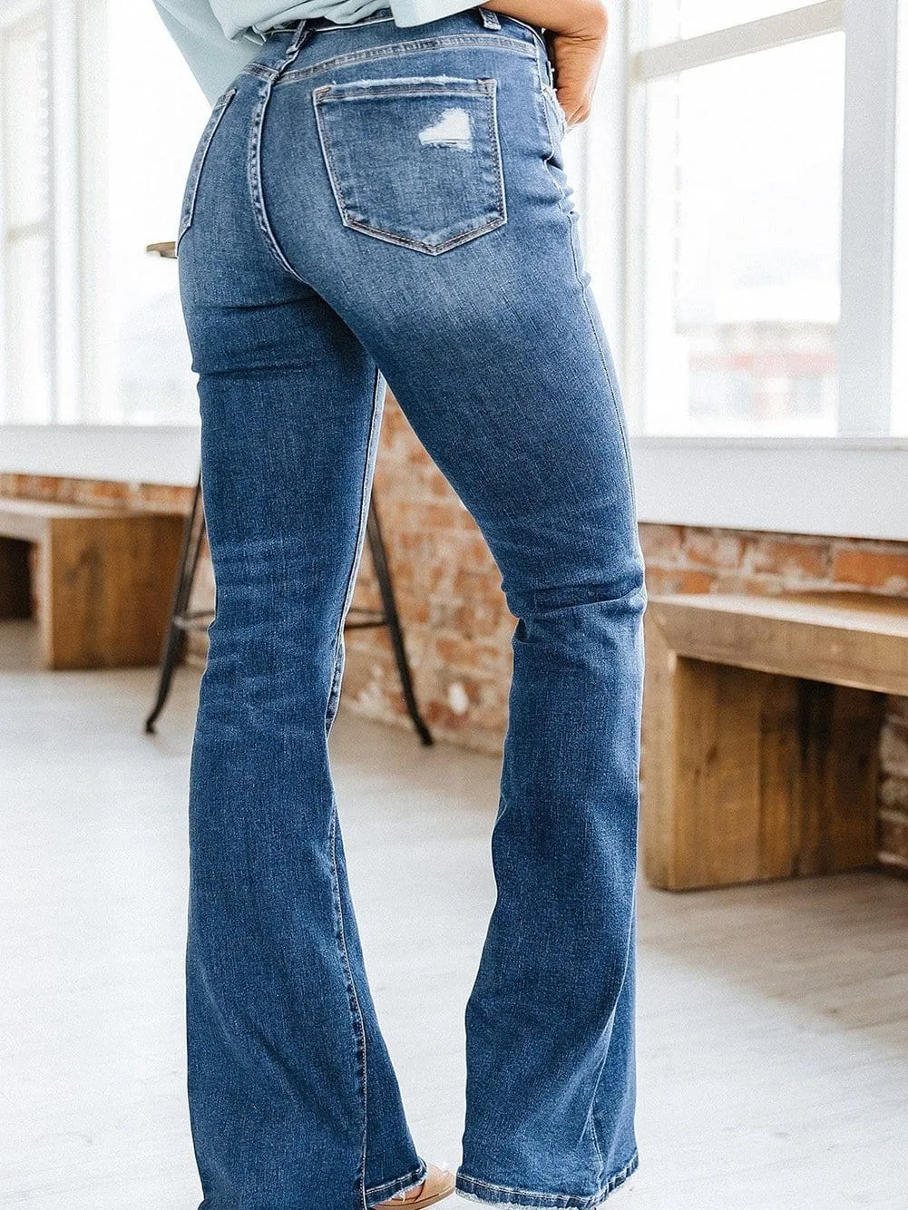 Button Fly Flare Jeans